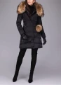 Czarna puchowa kurtka SNOW futro naturalne jenot naturalny S-XL