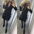 Czarna puchowa kurtka SNOW futro naturalne jenot naturalny S-XL
