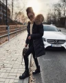 Czarna puchowa kurtka SNOW futro naturalne jenot naturalny S-XL