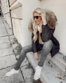 Czarna puchowa kurtka SNOW futro naturalne jenot naturalny S-XL