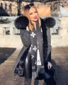 Długa parka z naturalnym futrem królik jenot Black Diamond