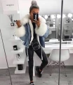 Jeansowa katana z futerkiem białym Denim White