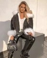Kurtka jeansowa katana ze sztucznym futerkiem Denim Black&White