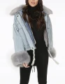 Kurtka jeansowa katana z szarym futerkiem Denim Grey