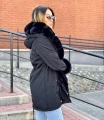 Czarna parka Premium zimowa z futrem sztucznym