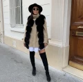 Czarna kamizelka z naturalnego futra z lisa