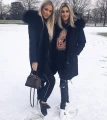 Długa parka z naturalnym futrem królik jenot Black Diamond