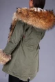 Długa parka gwiazd khaki z futrem naturalnym
