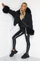 Kurtka jeansowa katana z czarnym futerkiem Denim Black