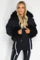 Kurtka jeansowa katana z czarnym futerkiem Denim Black