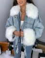 Jeansowa katana z futerkiem białym Denim White