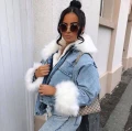 Jeansowa katana z futerkiem białym Denim White