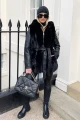 Krótki czarny płaszcz z kapturem Kylie