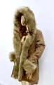 Parka Zimowa Winter Beżowa Camel Futro Sztuczne XS-L