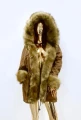 Parka Zimowa Winter Beżowa Camel Futro Sztuczne XS-L
