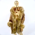 Parka Zimowa Winter Beżowa Camel Futro Sztuczne XS-L