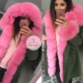 Parka khaki amerykańska z lisem naturalnym