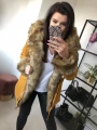 Parka Zimowa Musztardowa Winter Futro Naturalizowane