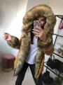 Parka Zimowa Musztardowa Winter Futro Naturalizowane