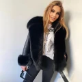 Kurtka Skórzana Kożuch Czarna Damska Obszyta Futrem Naturalnym Lisa Black Foxy 