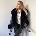 Kurtka Skórzana Kożuch Czarna Damska Obszyta Futrem Naturalnym Lisa Black Foxy 