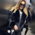 Kurtka Skórzana Kożuch Czarna Damska Obszyta Futrem Naturalnym Lisa Black Foxy 