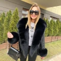Kurtka Skórzana Kożuch Czarna Damska Obszyta Futrem Naturalnym Lisa Black Foxy 
