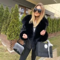 Kurtka Skórzana Kożuch Czarna Damska Obszyta Futrem Naturalnym Lisa Black Foxy 