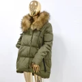 Zimowa Kurtka Puchowa asymetryczna Lewandowska Khaki