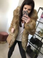 Parka Zimowa Winter Beżowa Camel Futro Sztuczne XS-L