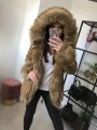 Parka Zimowa Winter Beżowa Camel Futro Sztuczne XS-L