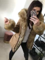 Parka Zimowa Winter Beżowa Camel Futro Sztuczne XS-L