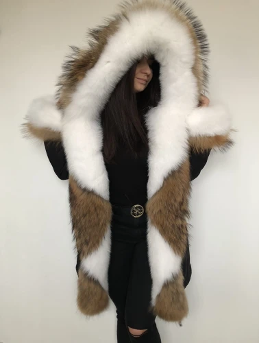 Kurtka parka zimowa Megan Futro Naturalne jenot lis