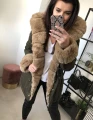 Parka Khaki Premium Beżowe Futro Sztuczne S/M/L/XL