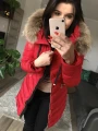 Czerwona Kurtka Ortalion Ciepła jenot naturalny