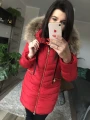 Czerwona Kurtka Ortalion Ciepła jenot naturalny