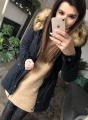 Granatowa Parka ze sztucznym Futrem Really