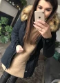 Granatowa Parka ze sztucznym Futrem Really