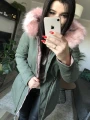 Parka Really khaki dwustronna Kurtka różowa