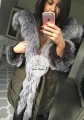 Parka khaki puchowa Moncler srebrny Lis naturalny