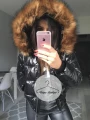 Czarna lakierowana zimowa kurtka pikowana a'la Moncler M-XL