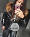 Czarna lakierowana zimowa kurtka pikowana a'la Moncler M-XL