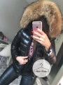 Kurtka puchowa czarna z naturalnym futrem Moncler