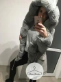 Zimowa parka Premium szara szare futro sztuczne XS-XL