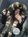 Kurtka Parka czarna futro sztuczne natural K.Zell S-L