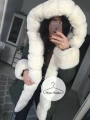 Zimowa parka KHAKI premium futro ecru sztuczne xs-l
