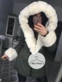 Zimowa parka KHAKI premium futro ecru sztuczne xs-l
