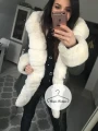 Zimowa parka KHAKI premium futro ecru sztuczne xs-l