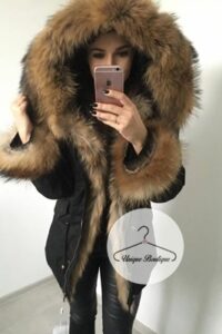 Parka ELQORES CZARNA JENOT królik futro S-XXL