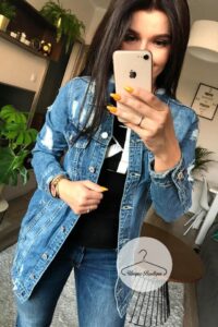 JEANSOWA długa kurtka katana DENIM blue S-L